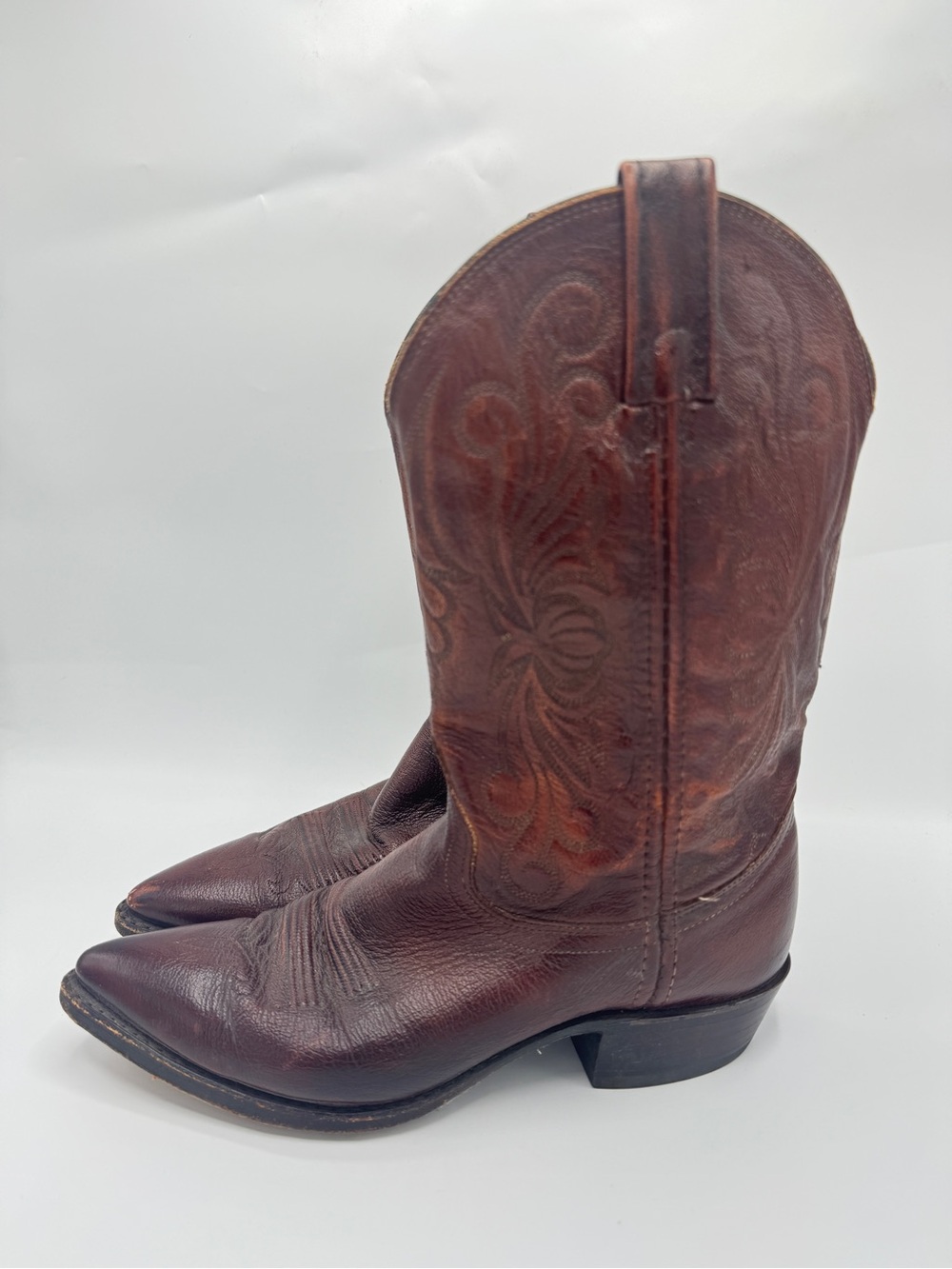 Dan Post Brown Leather Western Pull-On Boots